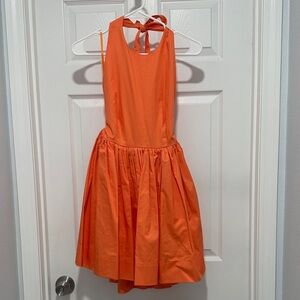 Vibrant Orange Halter Dress